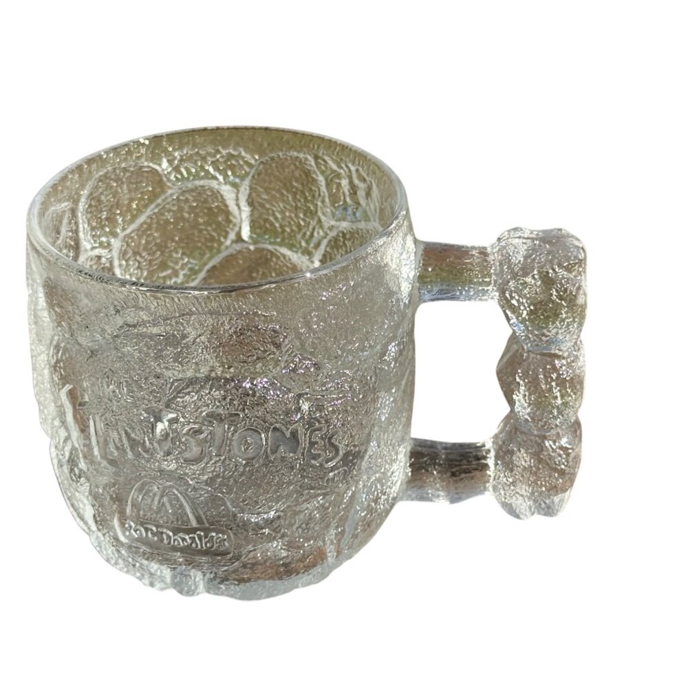 McDonalds Flintstones Rocky Road Mug Textured Frosted Stone Design USA Two 1993